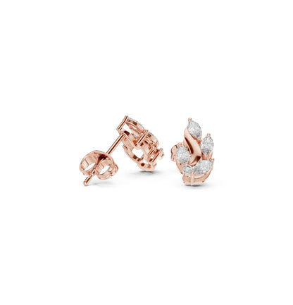 Round / MRQ Cut Diamond Yellow Gold 14 K Earring For Wommen |pure carat
