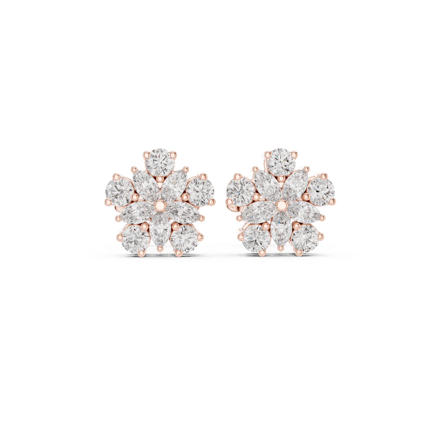 Round / MRQ Cut Diamond Rose Gold 14 K Earring For Wommen |pure carat