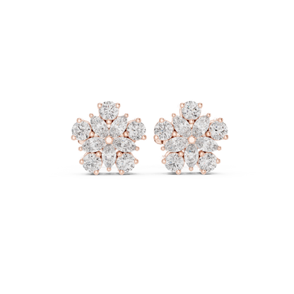 Round / MRQ Cut Diamond Rose Gold 14 K Earring For Wommen |pure carat