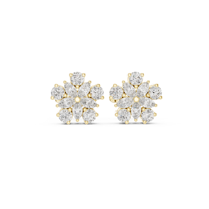 Round / MRQ Cut Diamond Rose Gold 14 K Earring For Wommen |pure carat