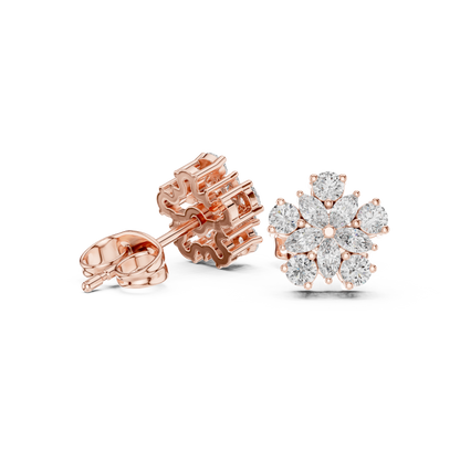 Round / MRQ Cut Diamond Rose Gold 14 K Earring For Wommen |pure carat