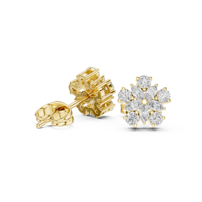 Round / MRQ Cut Diamond Rose Gold 14 K Earring For Wommen |pure carat