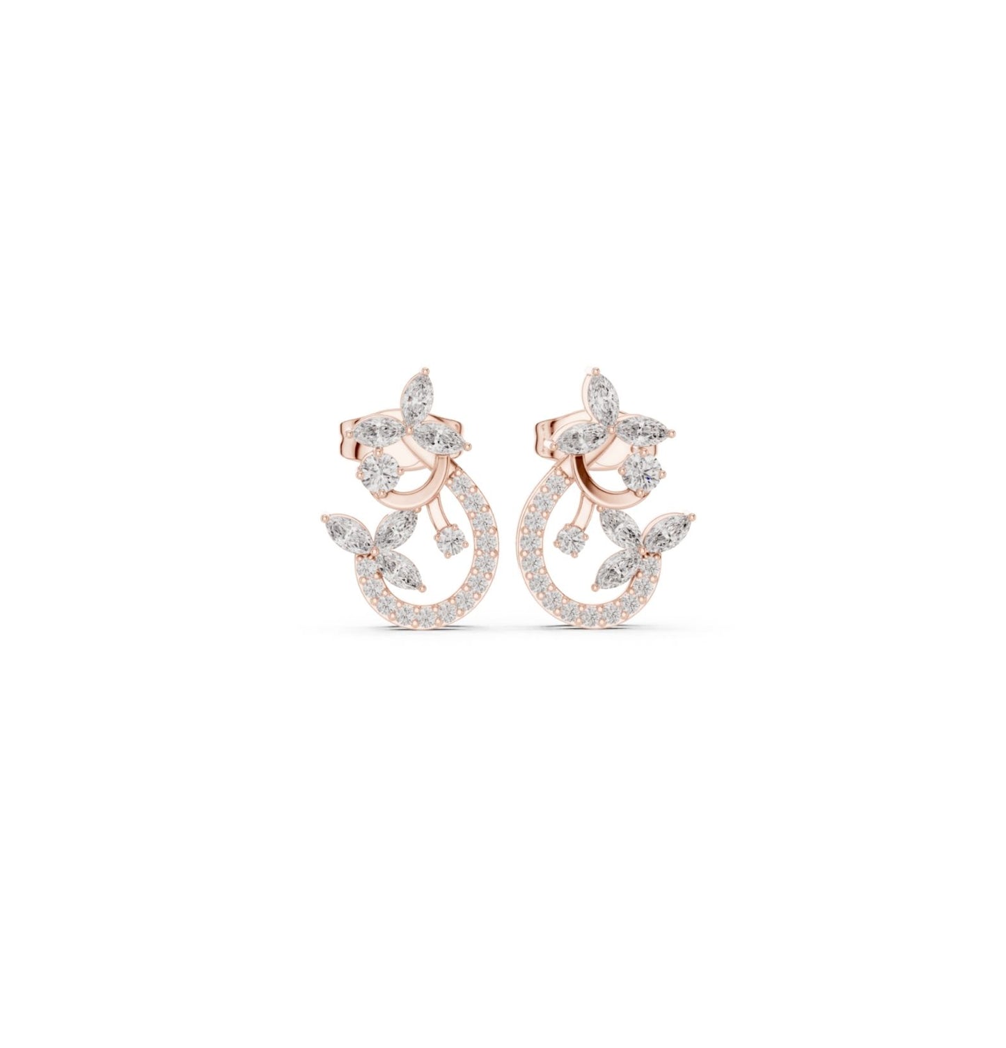 Round /MRQ Cut Diamond Yellow Gold 14 K Earring For Wommen |pure carat