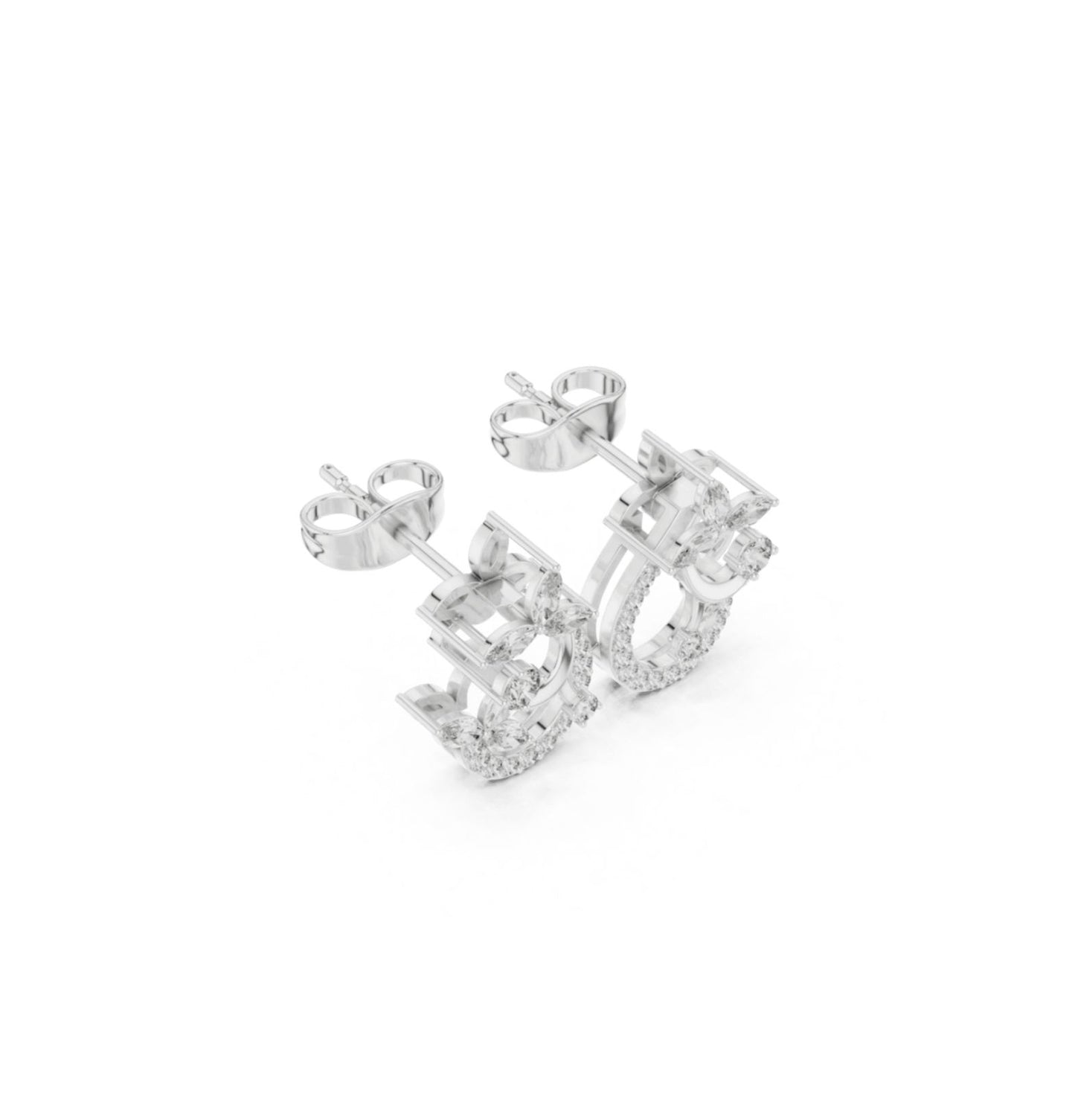 Round /MRQ Cut Diamond Yellow Gold 14 K Earring For Wommen |pure carat