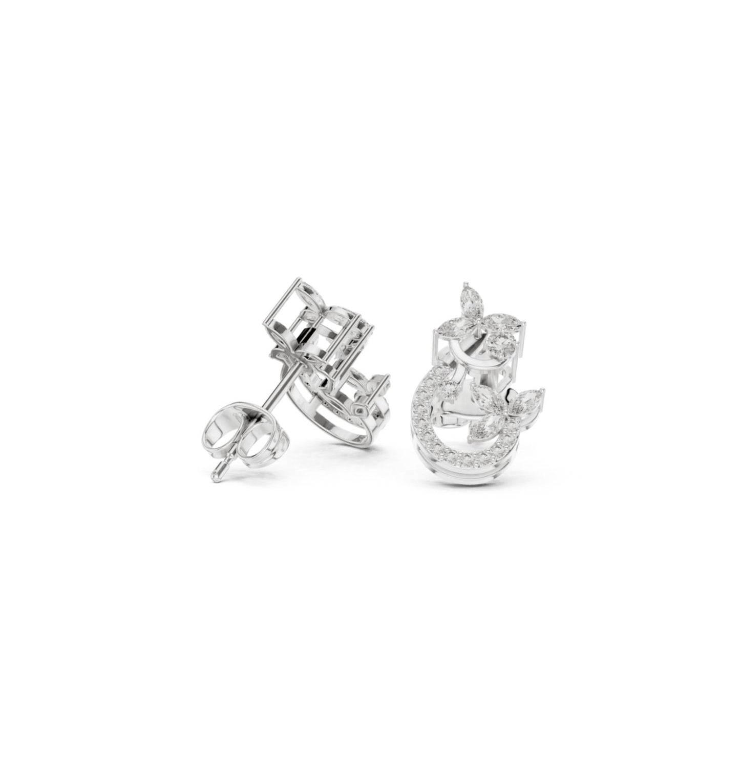 Round /MRQ Cut Diamond Yellow Gold 14 K Earring For Wommen |pure carat