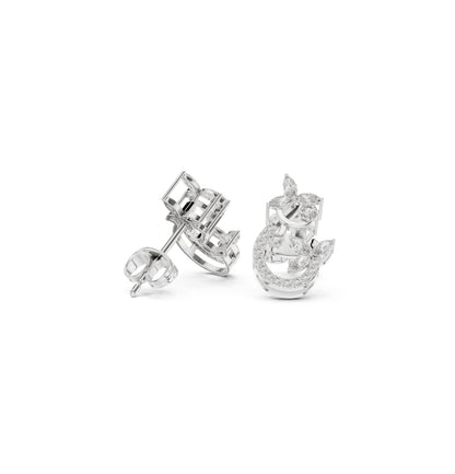 Round /MRQ Cut Diamond Yellow Gold 14 K Earring For Wommen |pure carat