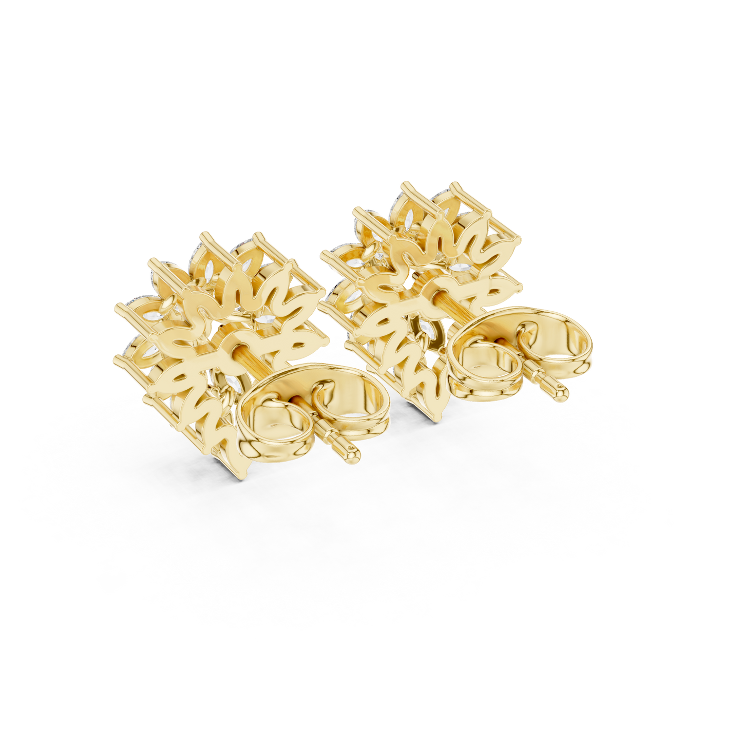 Round/Mrq Cut Dimound Earring 14 K Yellow Gold Earring For Wommen - pure carat