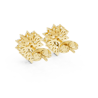 Round/Mrq Cut Dimound Earring 14 K Yellow Gold Earring For Wommen - pure carat