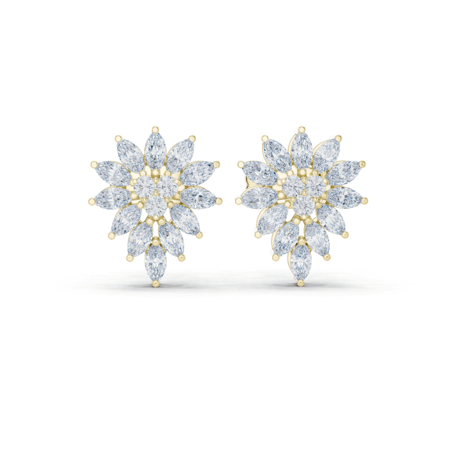 Teardrop Diamond Cluster Stud Earrings