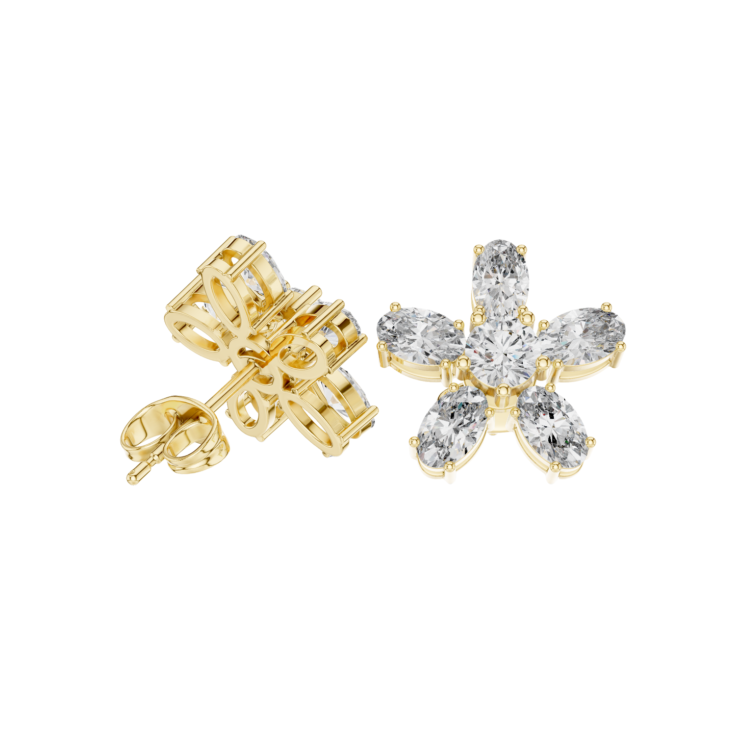 Round Cut Dimound Earring 14 k Gold for Wommen For Earring - pure carat