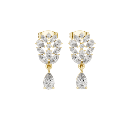 PRS / MRQ Cut Diamound Earring 14 K Yellow Gold Earring For Wommen - pure carat