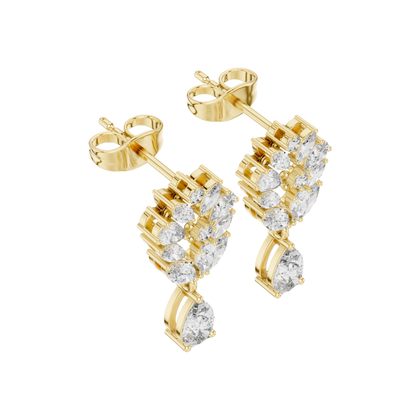 PRS / MRQ Cut Diamound Earring 14 K Yellow Gold Earring For Wommen - pure carat