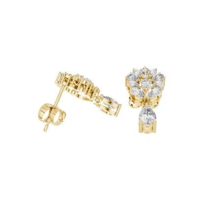 PRS / MRQ Cut Diamound Earring 14 K Yellow Gold Earring For Wommen - pure carat