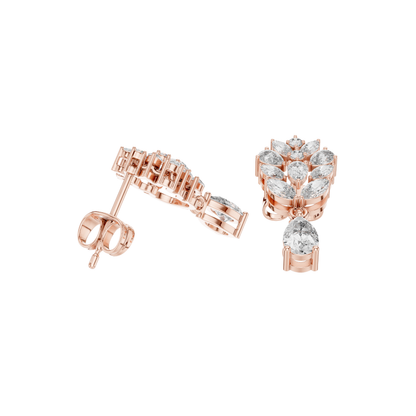 PRS / MRQ Cut Diamound Earring 14 K Yellow Gold Earring For Wommen - pure carat