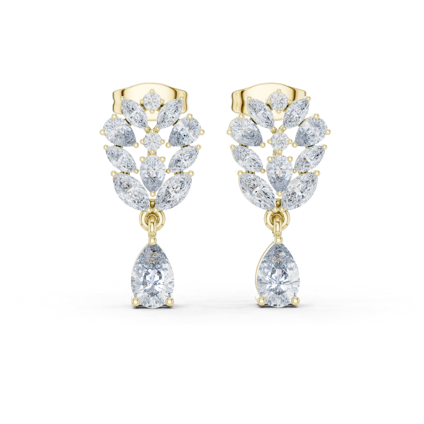 PRS / MRQ Cut Diamound Earring 14 K Yellow Gold Earring For Wommen - pure carat