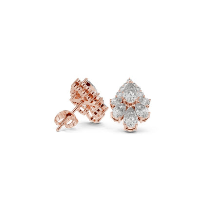 PRS / Round Cut Diamond Rose Gold 14 K Earring For Wommen |pure carat