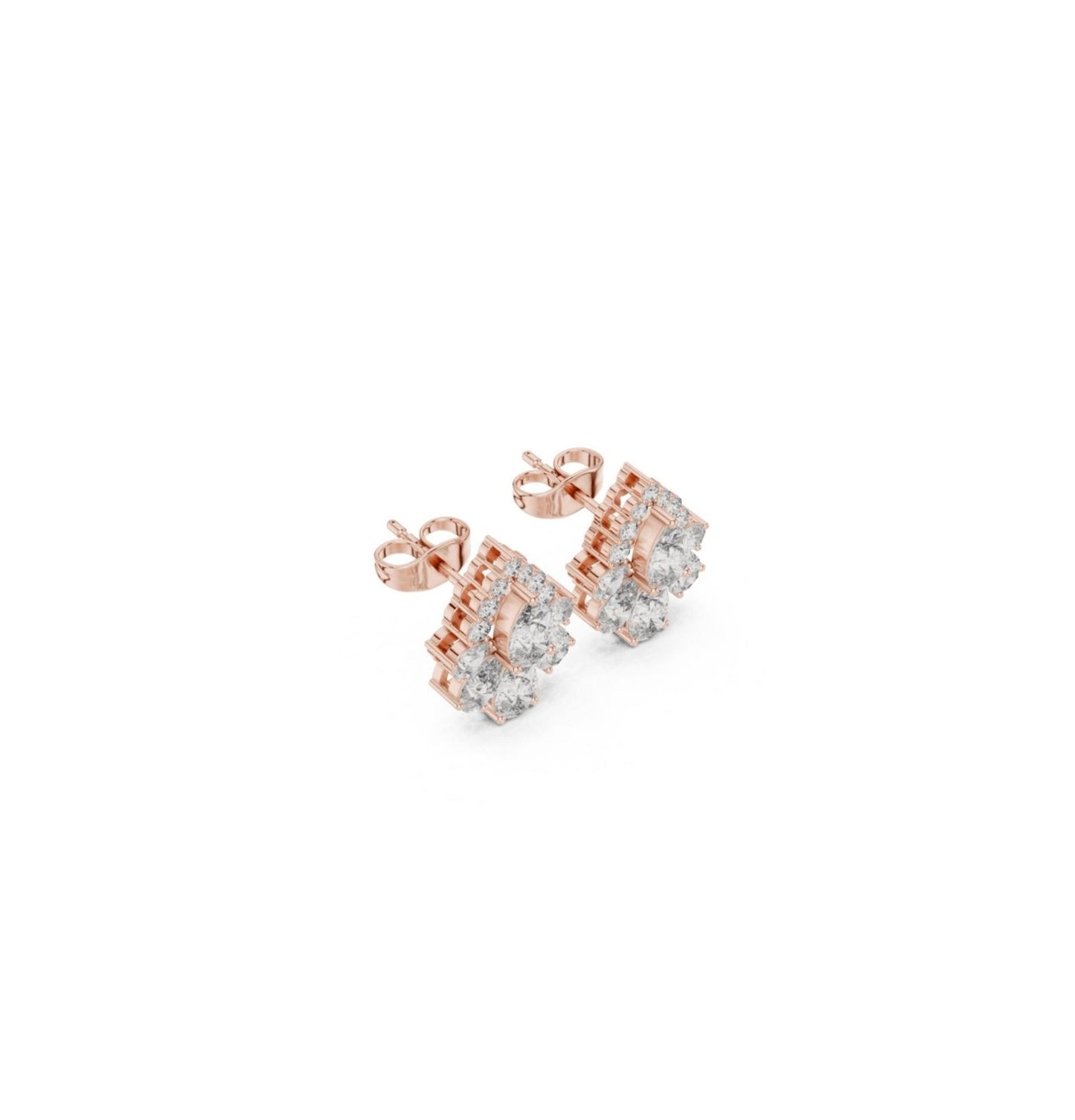 PRS / Round Cut Diamond Rose Gold 14 K Earring For Wommen |pure carat