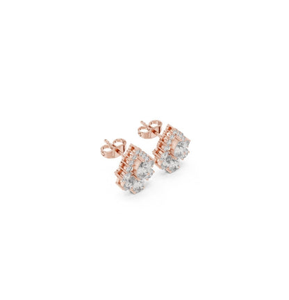 PRS / Round Cut Diamond Rose Gold 14 K Earring For Wommen |pure carat