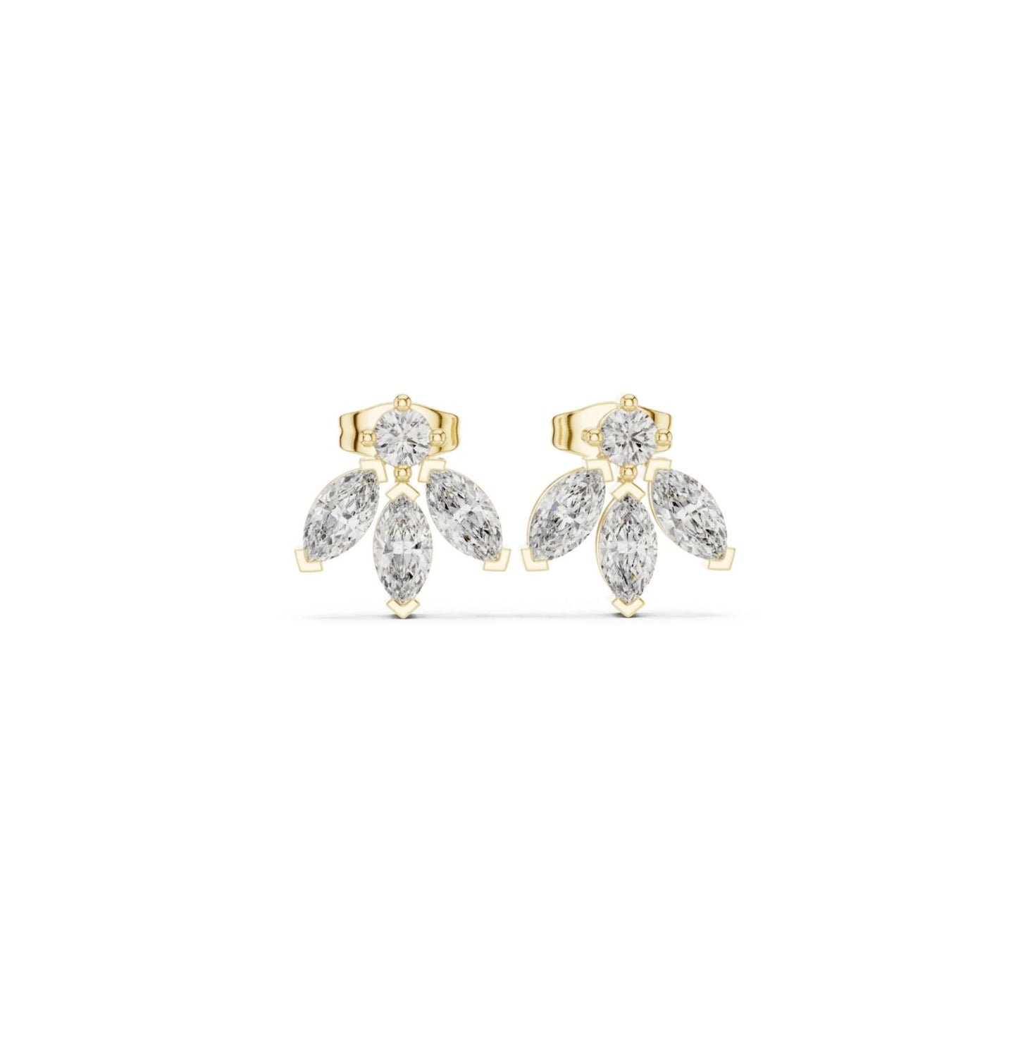 MRQ / Round Cut Diamond Yellow Gold 14 K White Earring For Wommen |pure carat