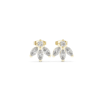 MRQ / Round Cut Diamond Yellow Gold 14 K White Earring For Wommen |pure carat