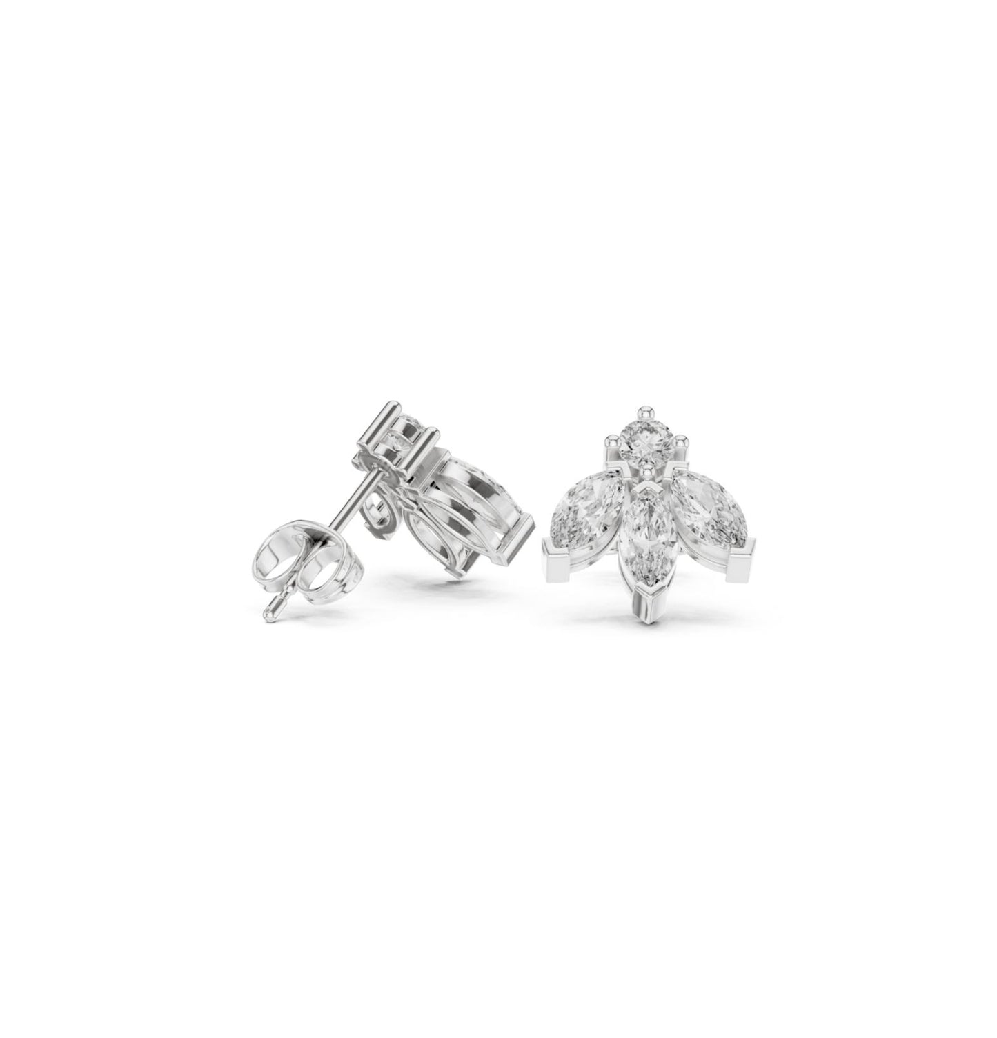 MRQ / Round Cut Diamond Yellow Gold 14 K White Earring For Wommen |pure carat