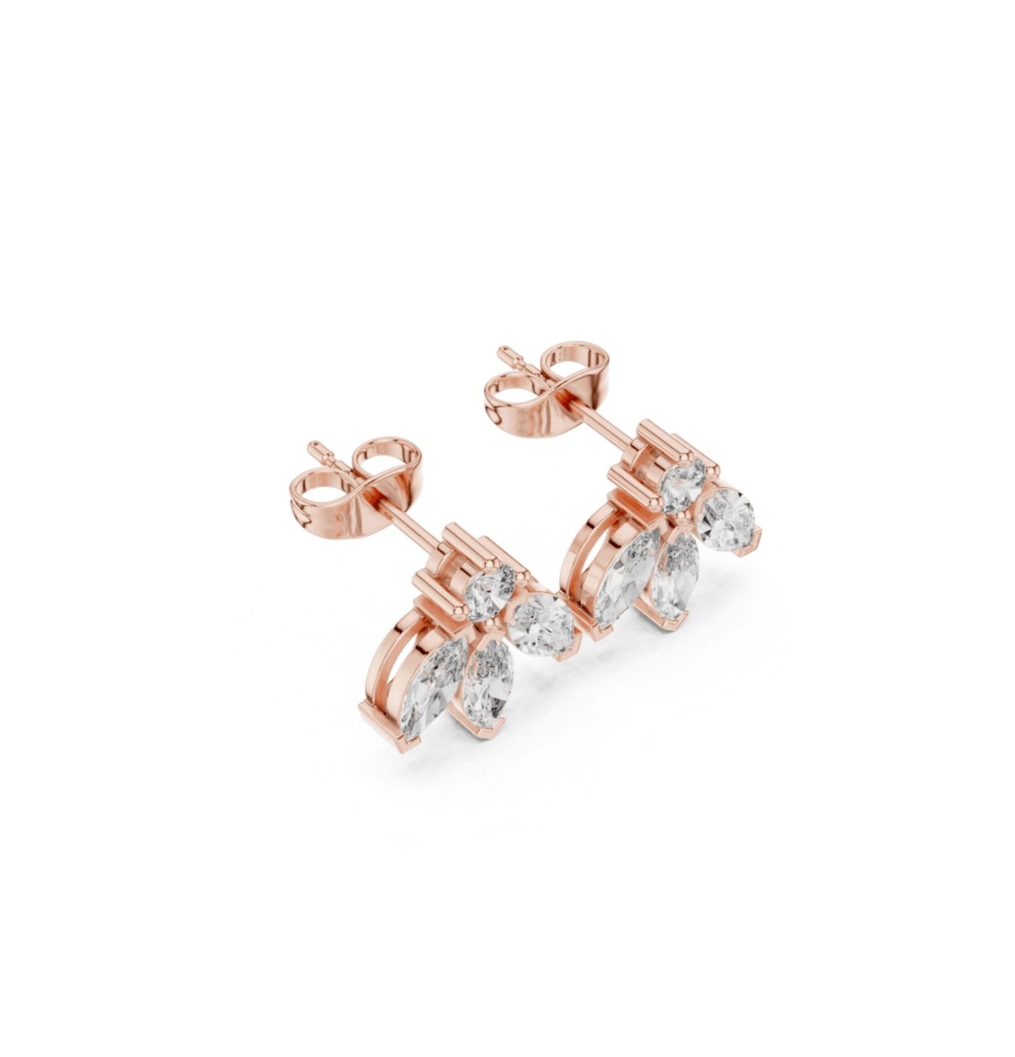 MRQ / Round Cut Diamond Yellow Gold 14 K White Earring For Wommen |pure carat