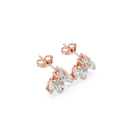 MRQ / Round Cut Diamond Yellow Gold 14 K White Earring For Wommen |pure carat