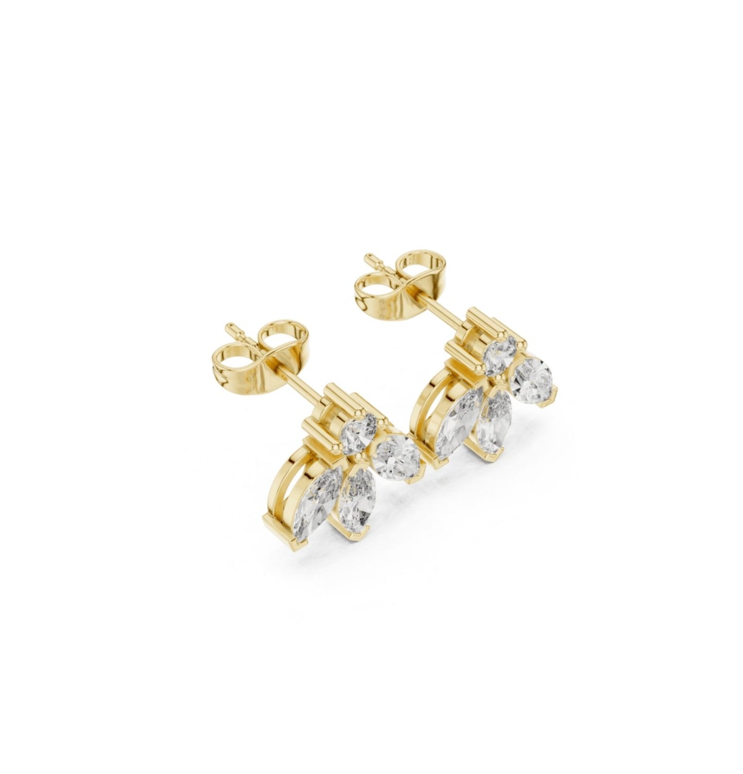 MRQ / Round Cut Diamond Yellow Gold 14 K White Earring For Wommen |pure carat