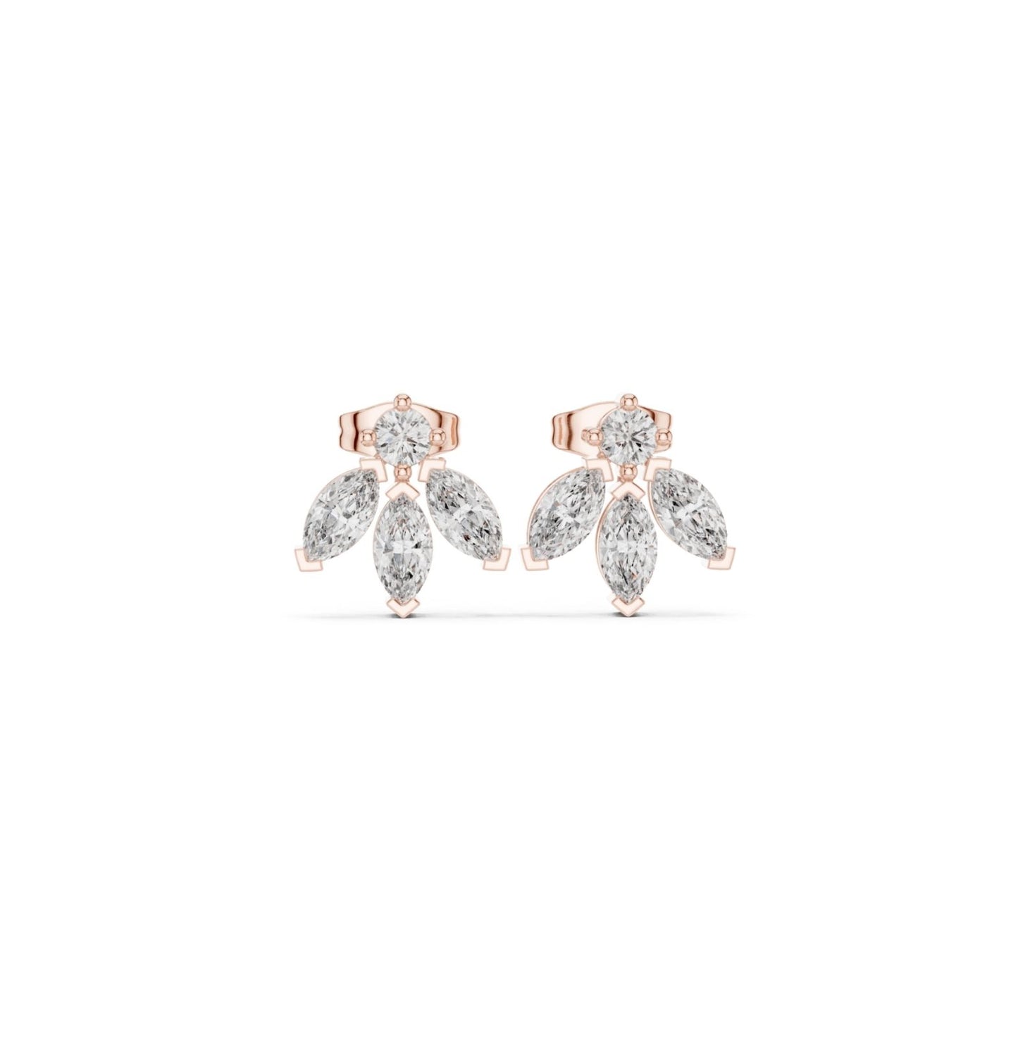 MRQ / Round Cut Diamond Yellow Gold 14 K White Earring For Wommen |pure carat