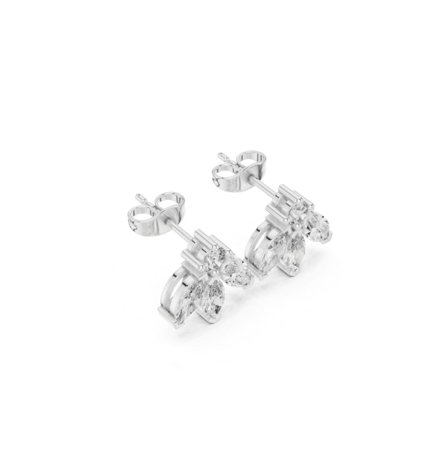 MRQ / Round Cut Diamond Yellow Gold 14 K White Earring For Wommen |pure carat