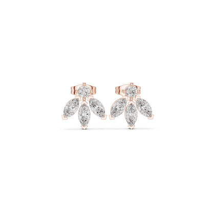 MRQ / Round Cut Diamond Yellow Gold 14 K White Earring For Wommen |pure carat
