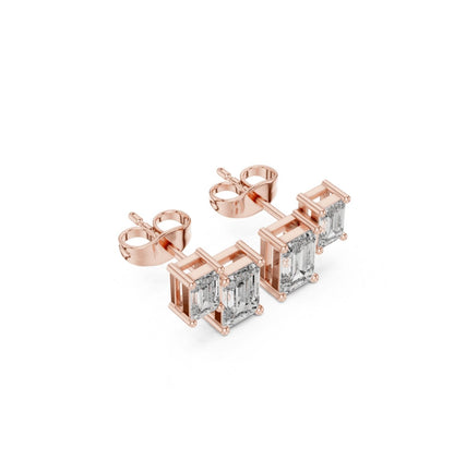 Emerald Cut Diamond Yellow Gold 14 K Earring For Wommen |pure carat