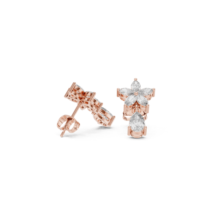 PRS / MRQ Cut Diamond Rose Gold 14 K Earring For Wommen |pure carat