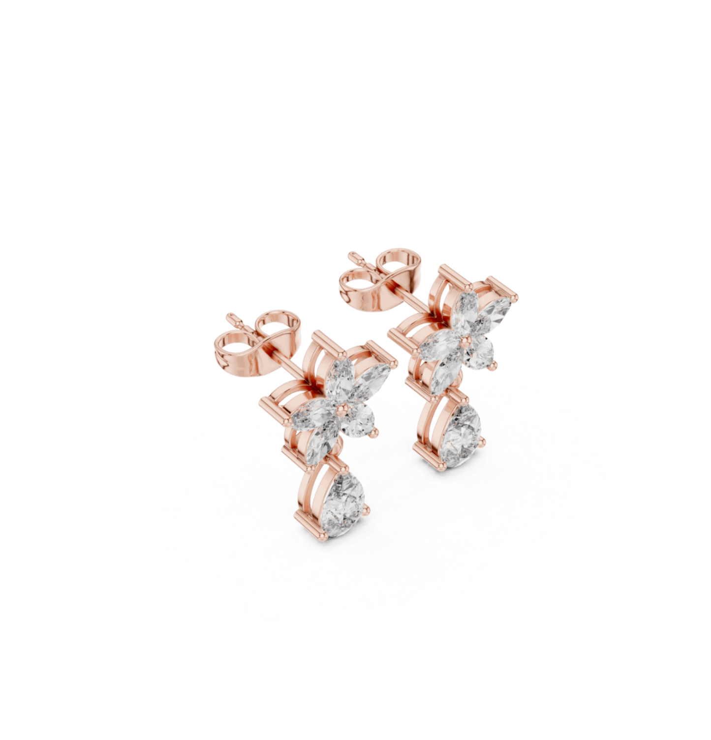 PRS / MRQ Cut Diamond Rose Gold 14 K Earring For Wommen |pure carat