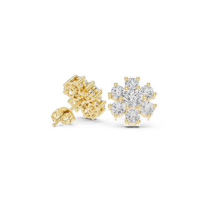 Round Cut Diamond Yellow Gold 14 K Earring For Wommen |pure carat