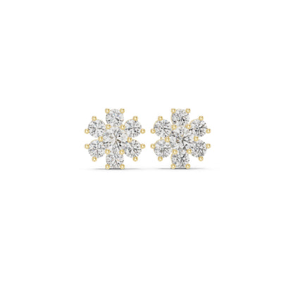 Round Cut Diamond Yellow Gold 14 K Earring For Wommen |pure carat