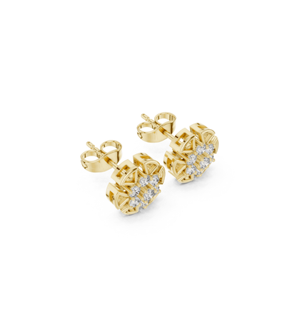 Round Cut Diamond Yellow Gold 14 K Earring For Wommen |pure carat