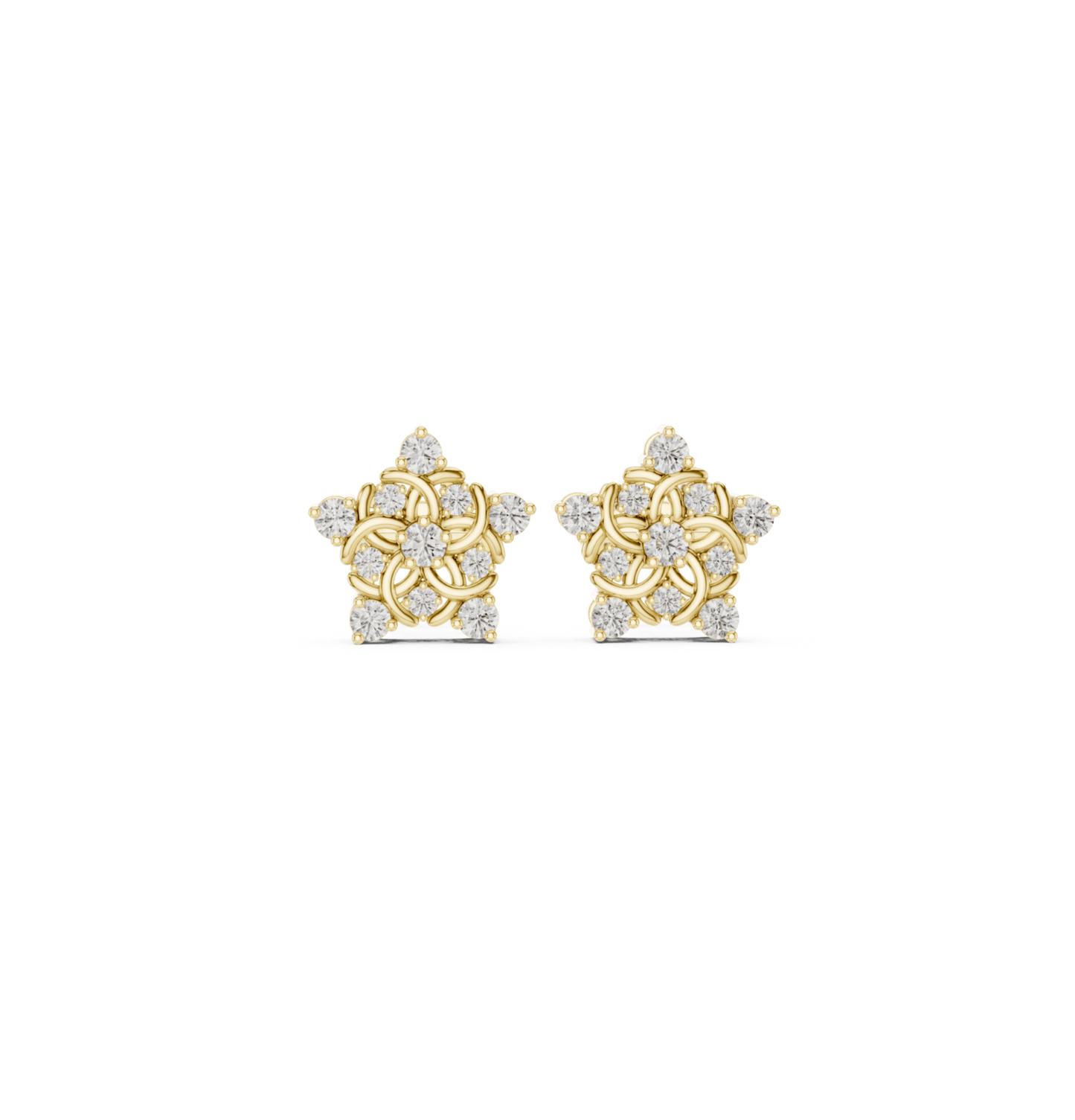 Round Cut Diamond Yellow Gold 14 K Earring For Wommen |pure carat