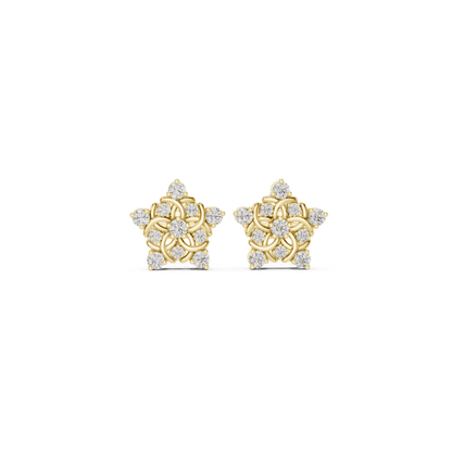 Round Cut Diamond Yellow Gold 14 K Earring For Wommen |pure carat