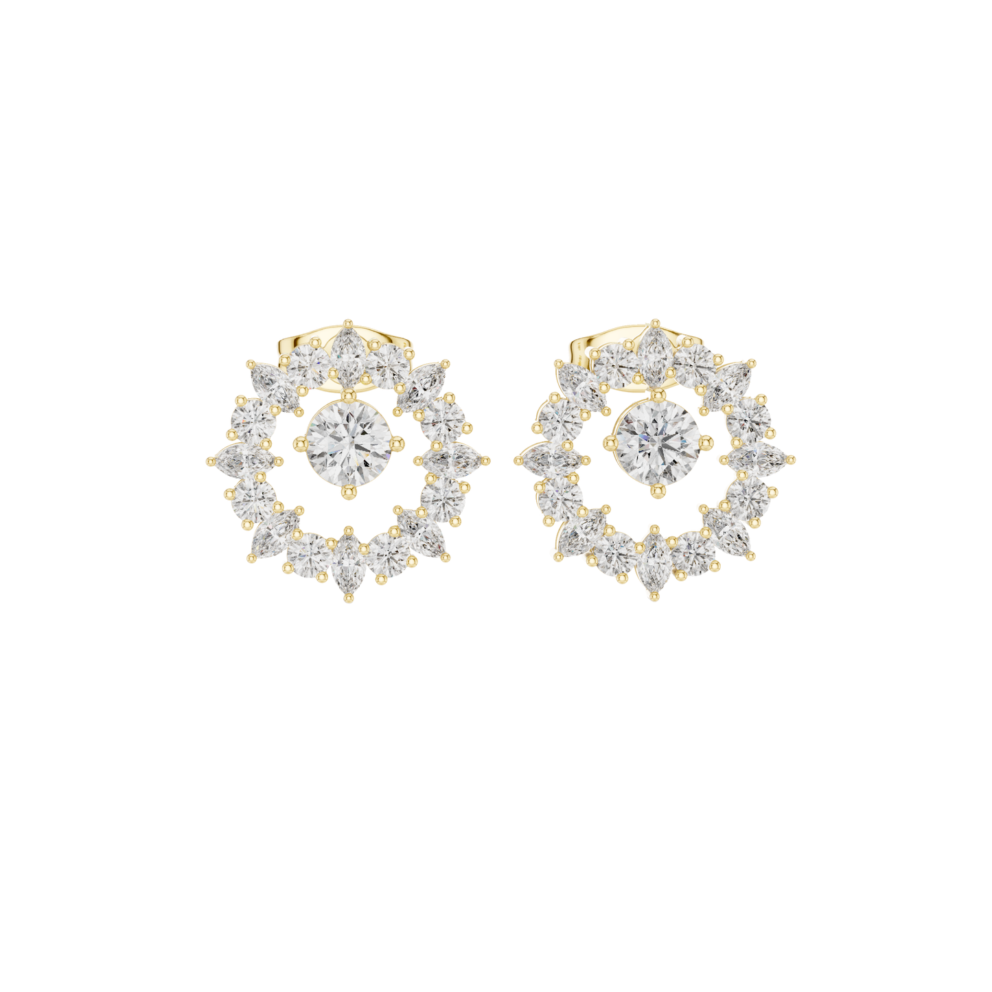 MRQ/ Round Cut Diamond Ring 14 K Yellow Gold Earring For Wommen |pure carat