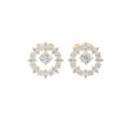 MRQ/ Round Cut Diamond Ring 14 K Yellow Gold Earring For Wommen |pure carat