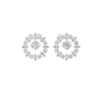 MRQ/ Round Cut Diamond Ring 14 K Yellow Gold Earring For Wommen |pure carat