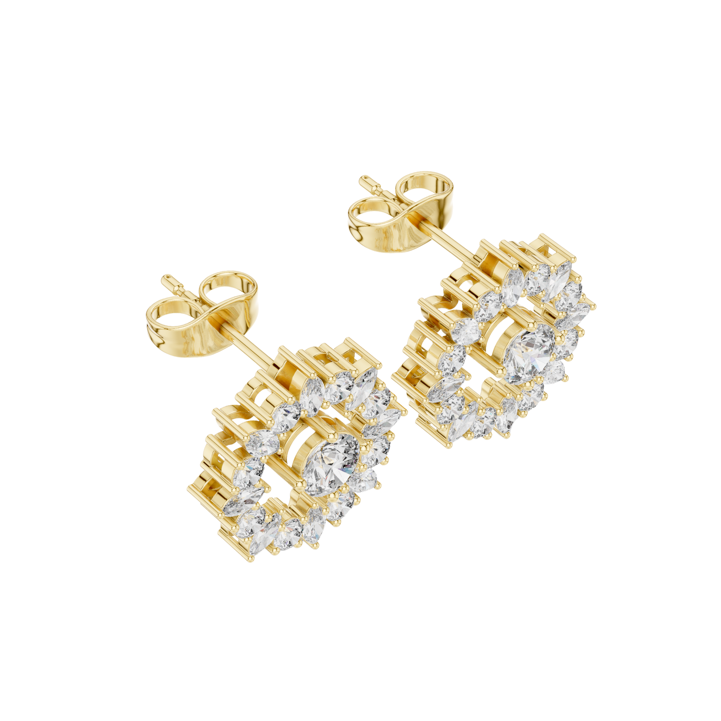 MRQ/ Round Cut Diamond Ring 14 K Yellow Gold Earring For Wommen |pure carat