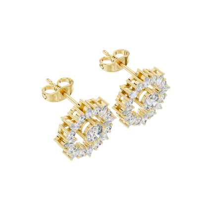 MRQ/ Round Cut Diamond Ring 14 K Yellow Gold Earring For Wommen |pure carat