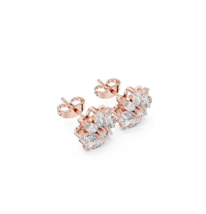 Round / MRQ / PRS Cut Diamond Rose Gold 14 K Earring For Wommen |pure carat