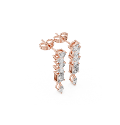 Emerald/MRQ/PRS Cut Diamond Rose Gold 14 K Earring For Wommen |pure carat