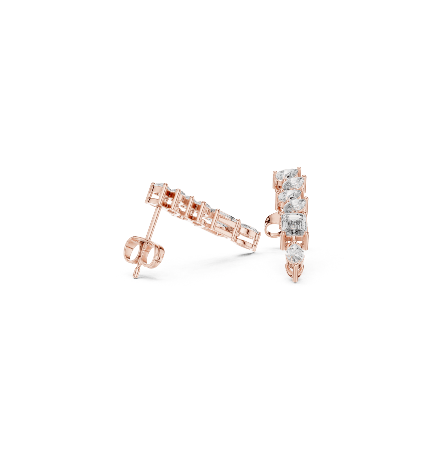 Emerald/MRQ/PRS Cut Diamond Rose Gold 14 K Earring For Wommen |pure carat