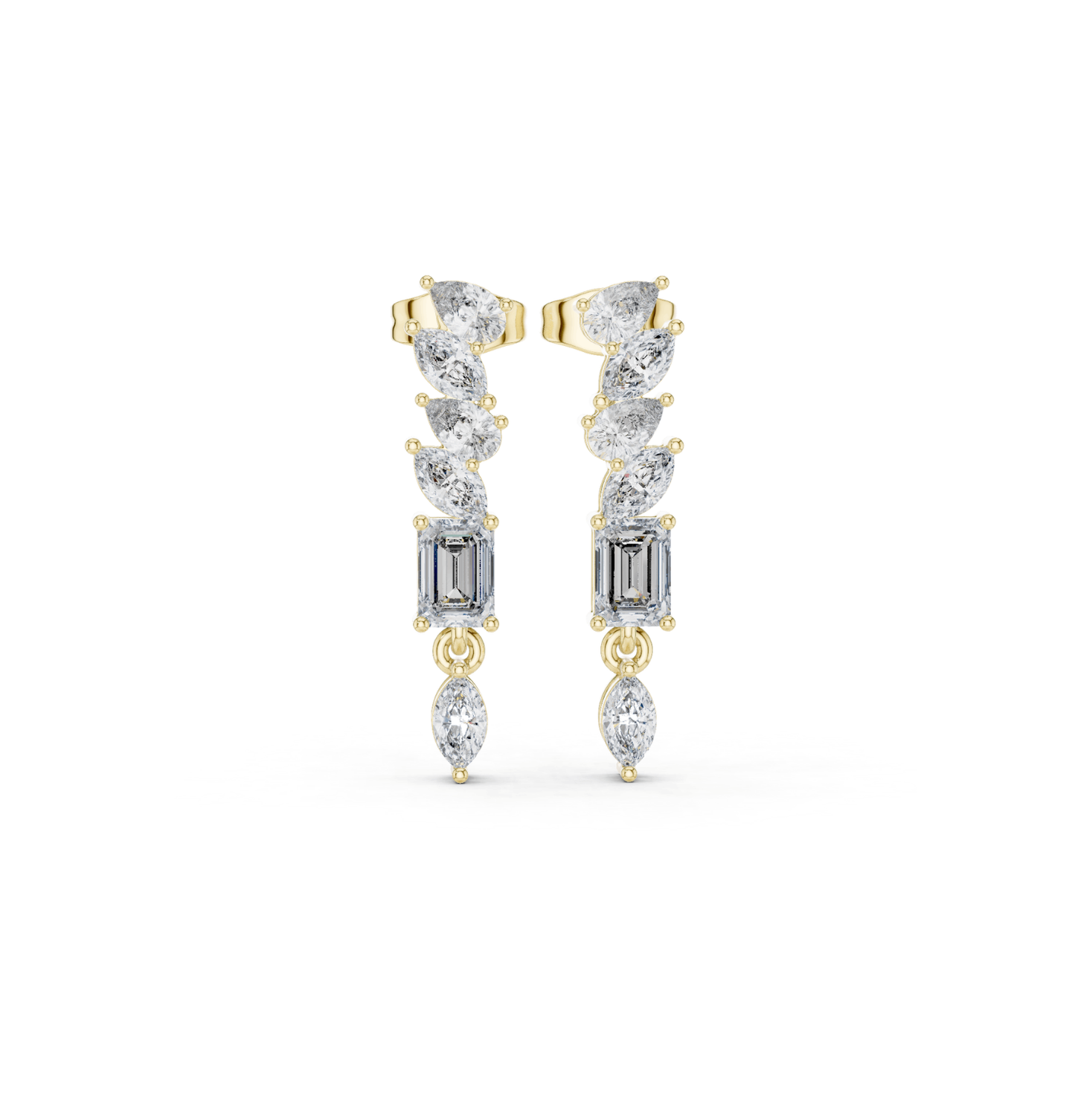 Emerald/MRQ/PRS Cut Diamond Rose Gold 14 K Earring For Wommen |pure carat