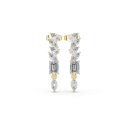 Emerald/MRQ/PRS Cut Diamond Rose Gold 14 K Earring For Wommen |pure carat