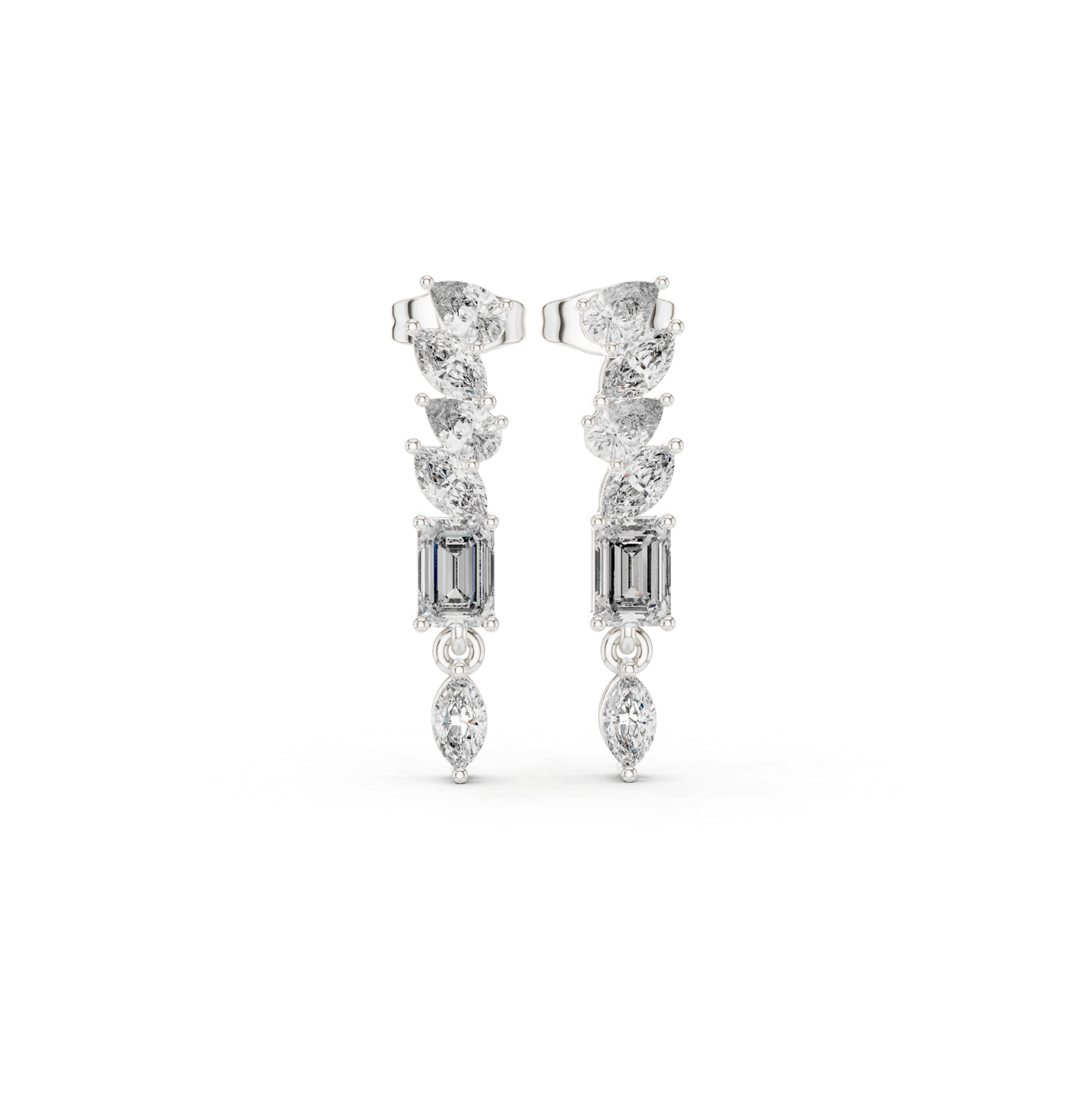 Emerald/MRQ/PRS Cut Diamond Rose Gold 14 K Earring For Wommen |pure carat
